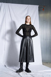 Fox Leather Long Pleated Skirt