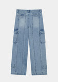 HEM BUTTON UTILITY DENIM PANTS