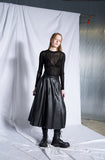 Fox Leather Long Pleated Skirt