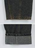 Kale Salt Washing Brushed Balloon Denim Pants