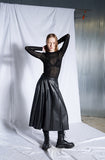 Fox Leather Long Pleated Skirt