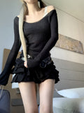 Serian low-waist frill skirt