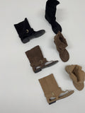 Folding Suede Open Toe Ankle Boots