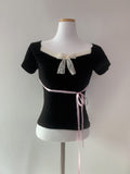 Tinifu Ribbon Lace Top