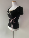 Tinifu Ribbon Lace Top