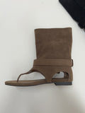 Folding Suede Open Toe Ankle Boots
