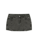 Button Denim Mini Skirt