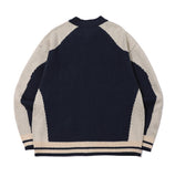 [2-WAY] Curved Block Knit Zip-Up