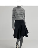 Unbalanced Frill Midi Skirt