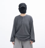 Luo Pigment Henley Neck Long Sleeve T-Shirt