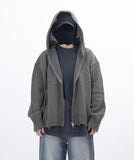 Iber Damage Knit Hooded Full Zip-Up