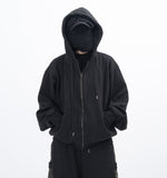 Huile Incision Hooded Zip-Up