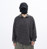 Juk Collar Stripe Pigment Long Sleeve T-Shirt