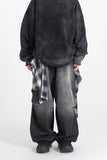 Kiren Check Skirt Layered Denim