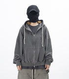 Olide Pigment Dyed Embroidery Hooded Zip-Up