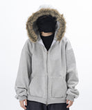 Lenore Raccoon Fur Fleece Hooded Zip-Up