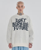 SALE★ Oversized Slogan Wool Knit Sweater