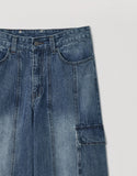 HEM BUTTON UTILITY CARGO DENIM PANTS