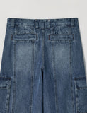 HEM BUTTON UTILITY CARGO DENIM PANTS