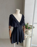 Cloche Ruffle Wrap Monokini Black