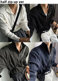 Cable long sleeve knit half zip up ver