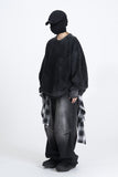 Kiren Check Skirt Layered Denim
