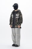 Rest Lettering Camo Hooded Zip-Up