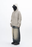 Parady Punching Damage Hooded Knit Zip-Up
