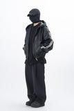 Viter Leather Track Hooded Jacket