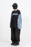 Sis Cut Off Denim Long Sleeve T-Shirt