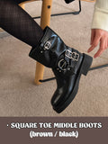 SQUARE TOE MIDDLE BOOTS