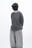 Luo Pigment Henley Neck Long Sleeve T-Shirt