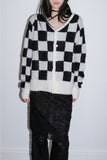 mohair chess knit cardigan