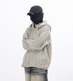 Parady Punching Damage Hooded Knit Zip-Up