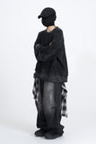 Kiren Check Skirt Layered Denim