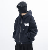 WITH LOVE Boucle Embroidery Hood zip-up