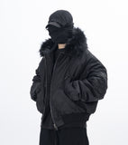 Tenny Fur Hooded Crop Jacket