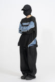 Sis Cut Off Denim Long Sleeve T-Shirt
