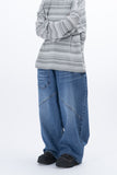 Lable Incision Line Wide Denim
