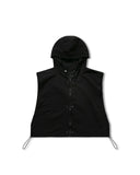 Nylon Layered Crop Hoodie & Rib Nylon Packable Backpack