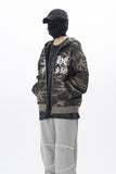 Rest Lettering Camo Hooded Zip-Up