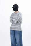 Phrase Stripe Knit Long Sleeve T-Shirt