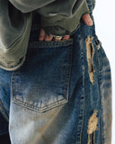 Camo Mix Damage Denim Pants