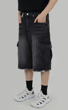 Black cargo denim trousers