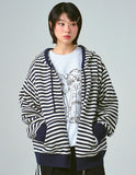 OF_SYMBOL Embroidered Knit Stripe Hood Zip-Up
