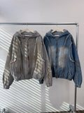 Dirty Sand Denim Hood Zip-Up