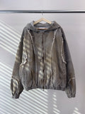 Dirty Sand Denim Hood Zip-Up