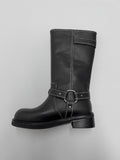 Studded Vintage Buckle Middle Boots