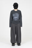 Fle In Black Washing Crop Long Sleeve T-Shirt