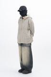 Parady Punching Damage Hooded Knit Zip-Up